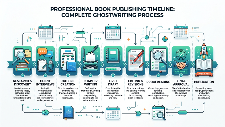 Ghostwriting project timeline from research to book publication