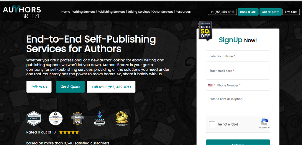 Authors Breeze homepage